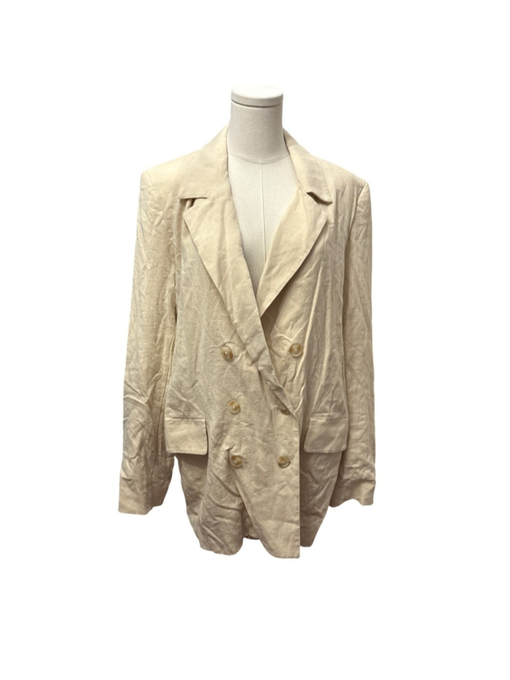 Free People Cream Double-Breasted Blazer